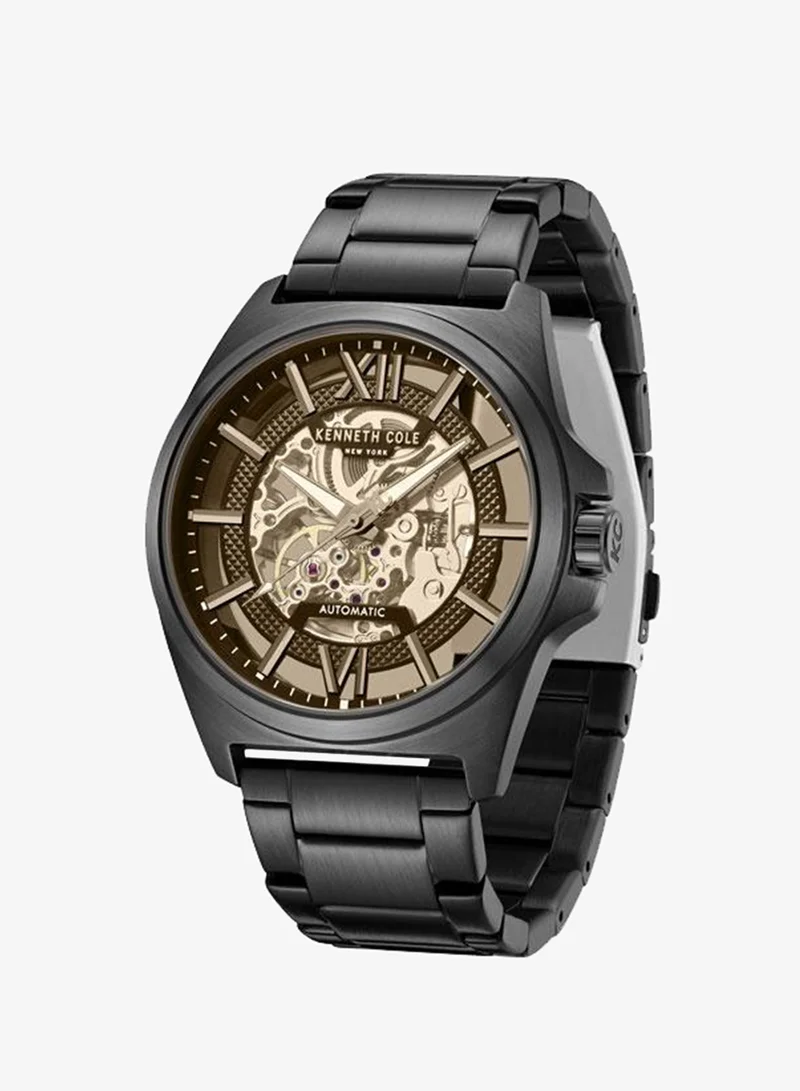 Kenneth Cole New York black Pelham Bay Men's 44mm Automatic Watch with Black Dial & Stainless Steel Bracelet for Men | Best Price UAE