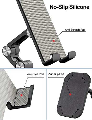 OCYCLONE Phone Stand, Adjustable Height and Angle Foldable Cell Phone Stand Holder for Desk, Taller iPhone Stand Compatible with 4.7"-13" Smartphones iPad Tablet, Black - Image 3