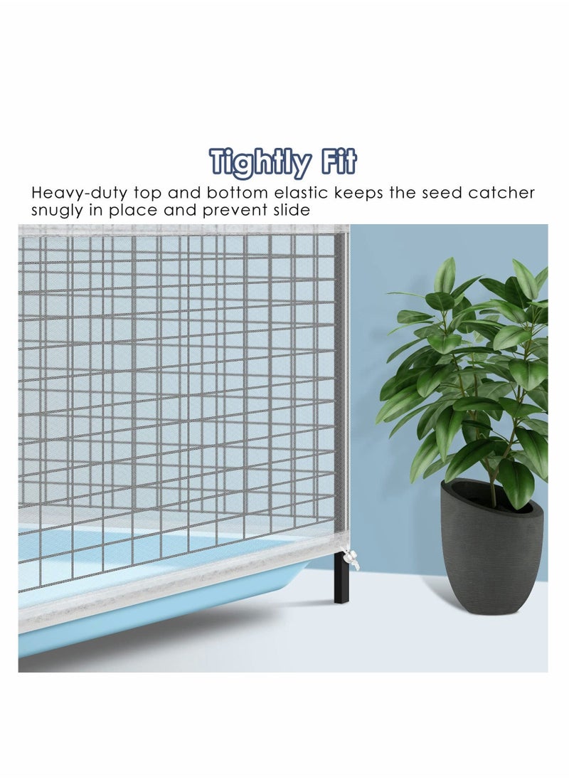 Generic Bissap Adjustable Bird Cage Seed Catcher Net, 59-86'' X 16'' Universal Nylon Mesh Skirt Cover for Parrot Cages, Seed Guard Protector (Cage Not Included) - Black  - Image 3