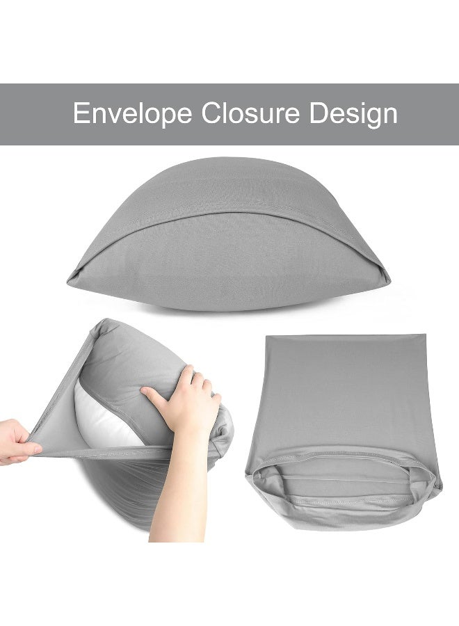 N&Y HOME N&Y HOME Jersey Knit Pillow Cases Standard/Queen Set of 2 - Grey Pillowcases with Ultra Soft T-Shirt Like Microfiber Blend - Envelope Closure & Suitable for Queen/Standard Pillows, Light Gray  - Image 4