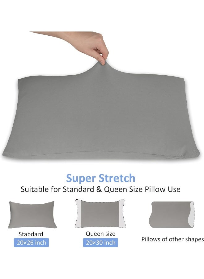 N&Y HOME N&Y HOME Jersey Knit Pillow Cases Standard/Queen Set of 2 - Grey Pillowcases with Ultra Soft T-Shirt Like Microfiber Blend - Envelope Closure & Suitable for Queen/Standard Pillows, Light Gray  - Image 3