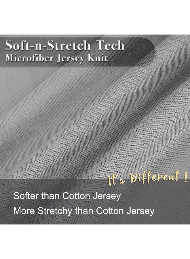 N&Y HOME N&Y HOME Jersey Knit Pillow Cases Standard/Queen Set of 2 - Grey Pillowcases with Ultra Soft T-Shirt Like Microfiber Blend - Envelope Closure & Suitable for Queen/Standard Pillows, Light Gray  - Image 2