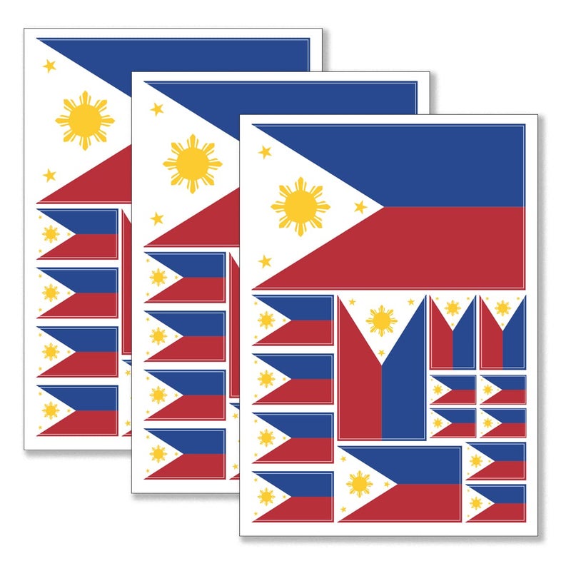 QQSD Philippines Flag Sticker Filipino Decal in Multiple Sizes 3 Pack 117 x 83 Inches