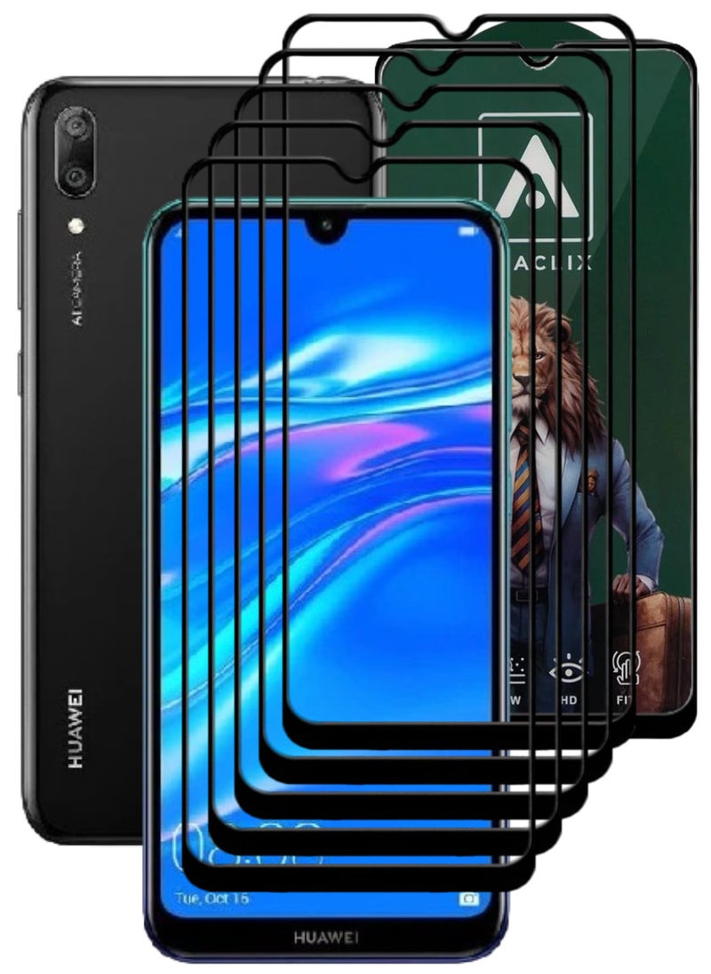 ACLIX 5 Pieces Antistatic ESD Dustproof Premium Quality High Definition Tempered Glass Screen Protector Designed For Huawei Y7 (2019) - Image 1