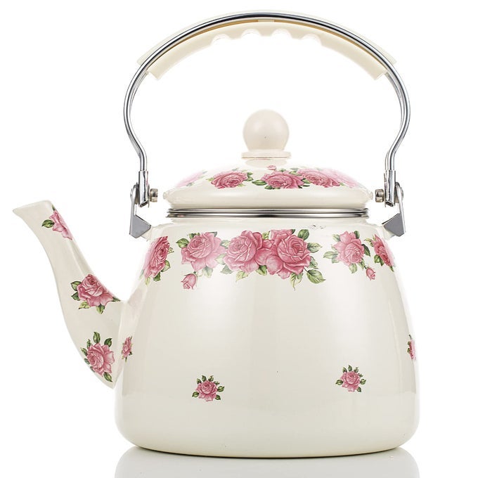 TEA KETTLE POT FOR STOVE TOPPORCELAIN LARGE ENAMEL TEAKETTLE33L COLORFUL TEAPOT FLORAL CERAMIC FOR STOVETOPRETRO CLASSIC DESIGN