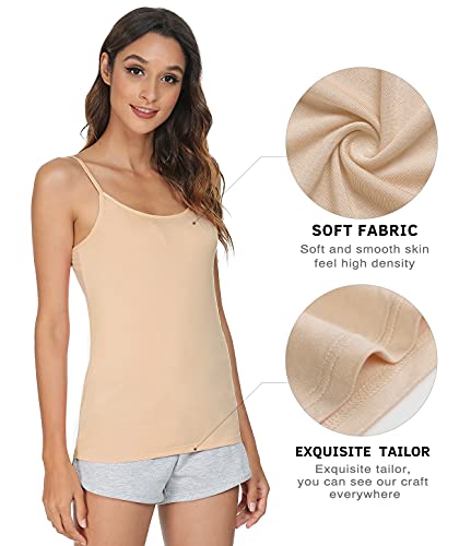 Vislivin Women's Basic Solid Camisole Adjustable Spaghetti Strap Tank Top Black/Gray/White/Beige S - Image 2