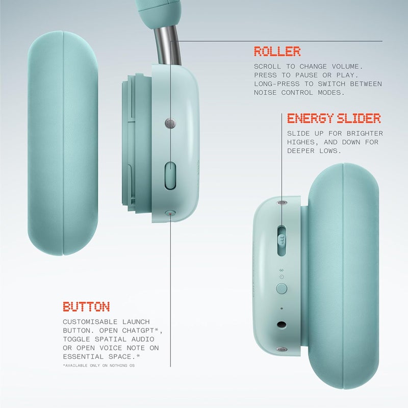 cmf by NOTHING سماعات CMF من Nothing، طراز Headphone Pro A11300012، وقت مكالمة 50 ساعة، إلغاء الضوضاء النشط 4 ميكروفونات، B175، أخضر فاتح - Image 4