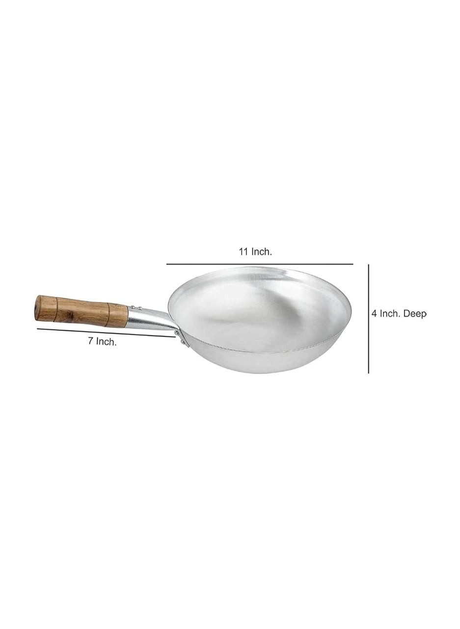 AS A S Iron Kadhai 11 inches Iron Wok Chinese Kadhai with Wooden Handle  - Image 2