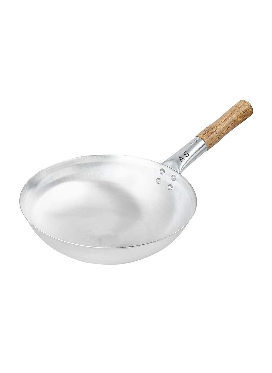 AS A S Iron Kadhai 11 inches Iron Wok Chinese Kadhai with Wooden Handle  - Image 1