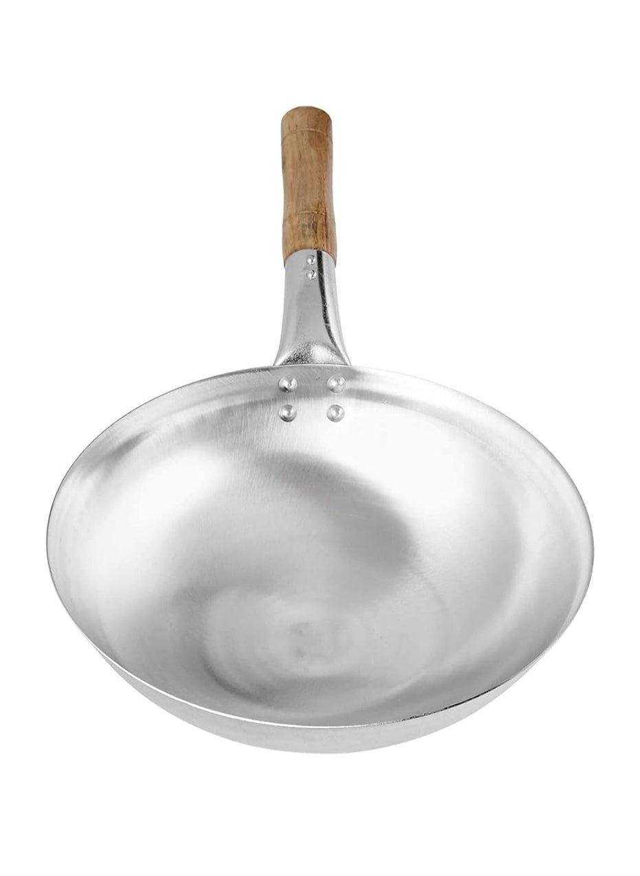 AS A S Iron Kadhai 11 inches Iron Wok Chinese Kadhai with Wooden Handle  - Image 4