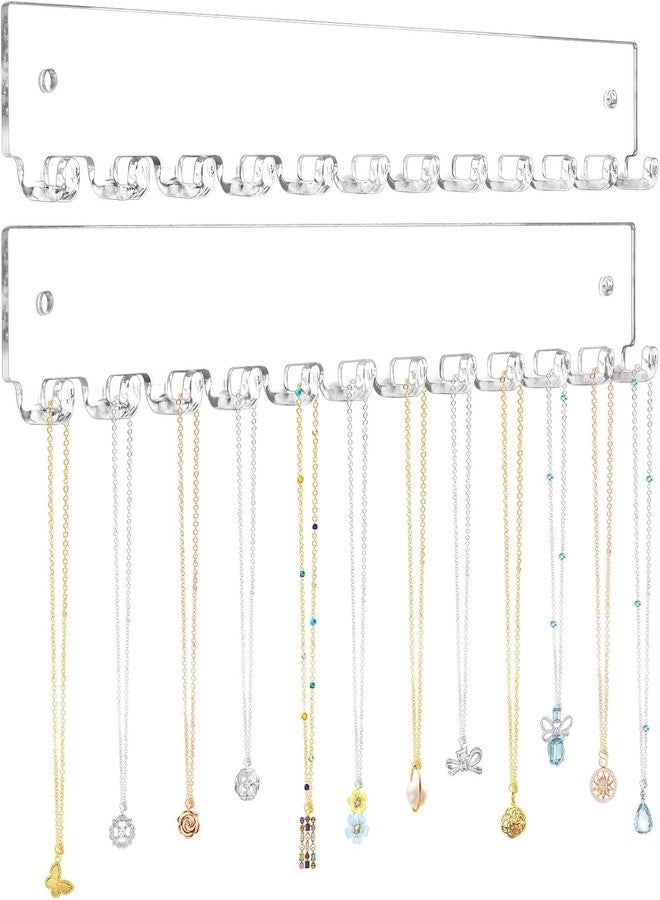 Kd Retail Clear Wall Mounted Acrylic Jewelry Organizer 14 Hooks Necklace Bracelet & Earring Rack | Tangle-Free Jewelry Storage Display for Home, Closet & Vanity (4, TRANSPARENT ACRYLIC) - Image 1