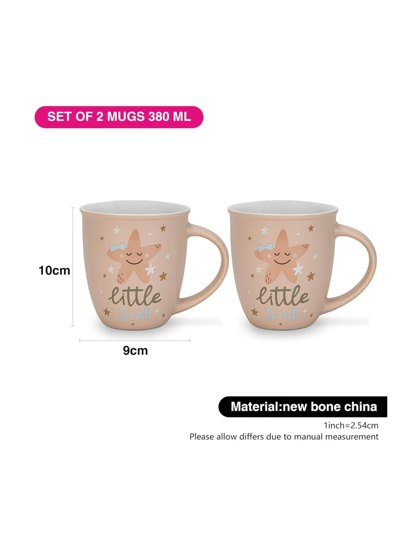 فيسمان 2-Piece Mugs 380ml Little Star Coffee Mugs Set Couple Mug Valentines Day, New Bone China with Non Slip Bottom Coffee Cups for for Tea, Coffee, Present For Her/Him, Surprise Gift For Heart Day