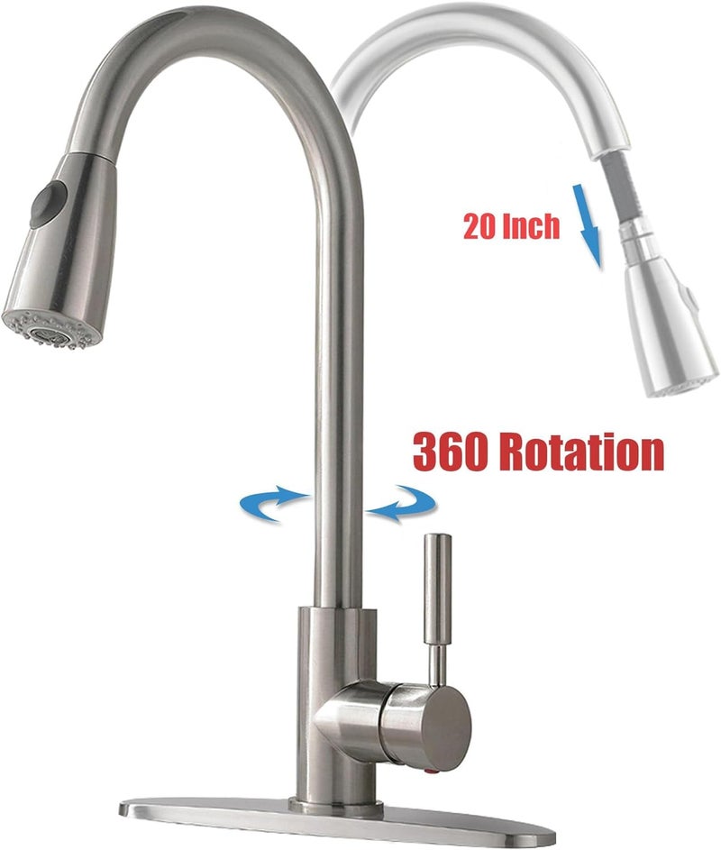 FEELING MALL 304 Stainless Steel Flexible Sink Bathroom Basin Water Tap Faucet - Image 2