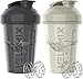 VELOMIX 2 Pack 20 oz Protein Shaker Bottles for Protein Mixes 2x Wire Whisk Leak Proof Shaker Cups for Protein Shakes and Pre Workout Protein Shaker Bottle Pack GrayWhite - Image 1