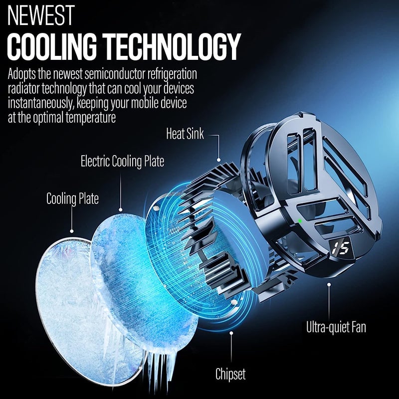 MAKINGTEC Magnetic Phone Cooler with Wireless Charging, Phone Cooling Fan for iPhone Android for iPad and Tablet, Phone Radiator with RGB LEDs and Universal Clamp for Gaming, for iPhone 12 13 for MagSafe - Image 2