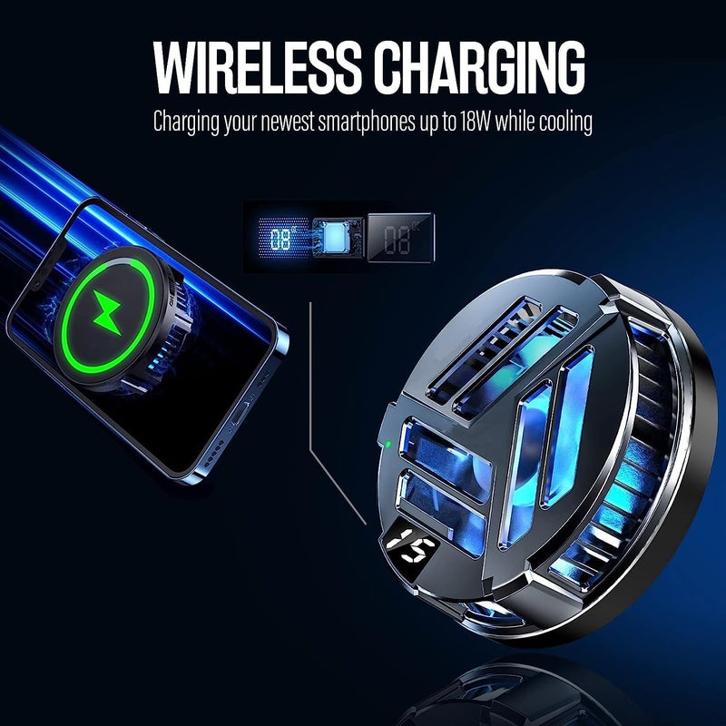 MAKINGTEC Magnetic Phone Cooler with Wireless Charging, Phone Cooling Fan for iPhone Android for iPad and Tablet, Phone Radiator with RGB LEDs and Universal Clamp for Gaming, for iPhone 12 13 for MagSafe - Image 4
