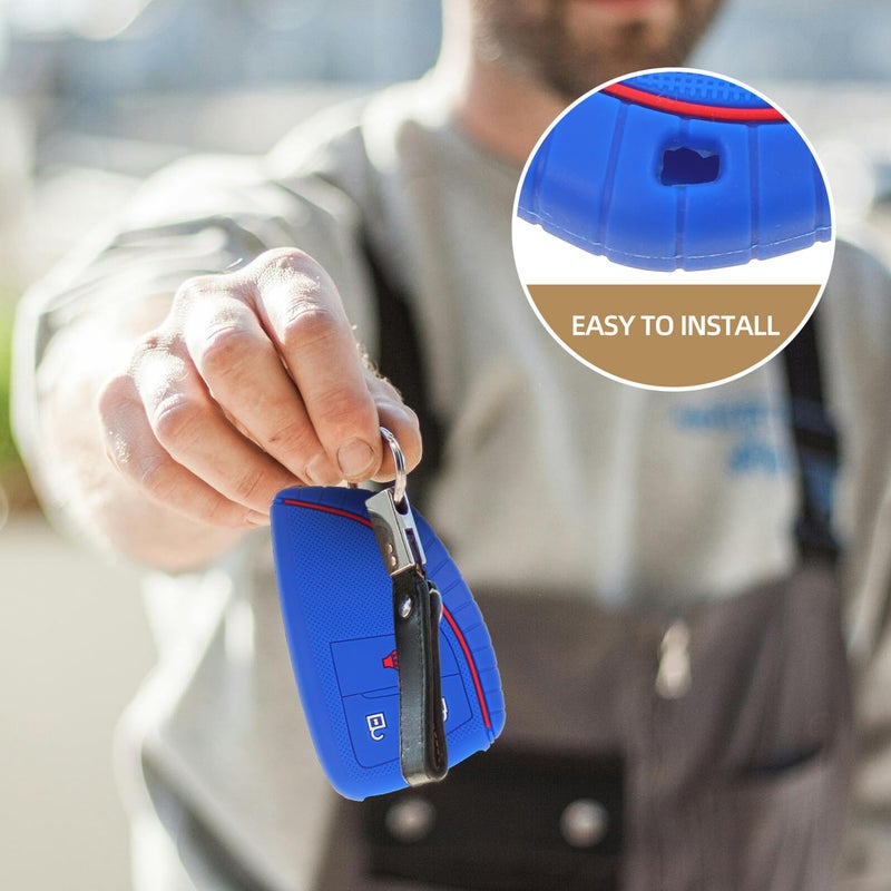 Silicone Car Key Fob Cover Dark Blue Compatible with Mid Size SUV Model - Image 5