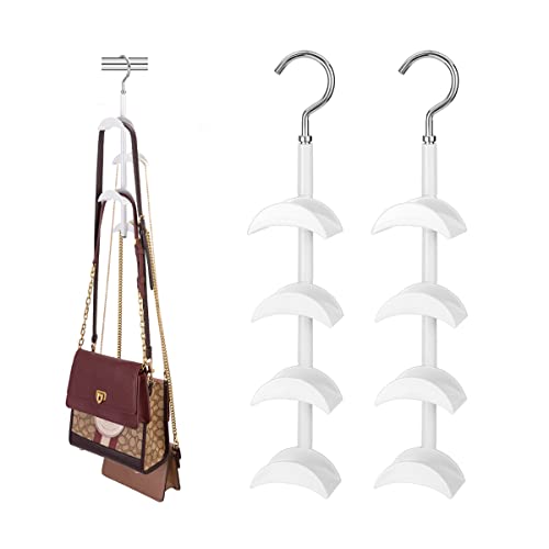 CINPIUK Purse Hanger for Closet - Rotating Handbag Hanging Hook Bag Storage Space Saver with 4 Hooks, Hanging Organizer for Scarf Handbag Belt, 2 PCS - Image 1