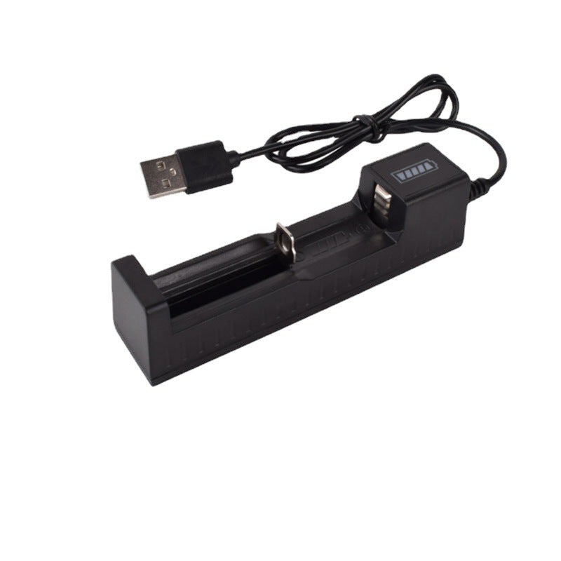 Generic Universal charging USB battery charger 3.7V single charging 16340 14500 18650 26650 flashlight Black