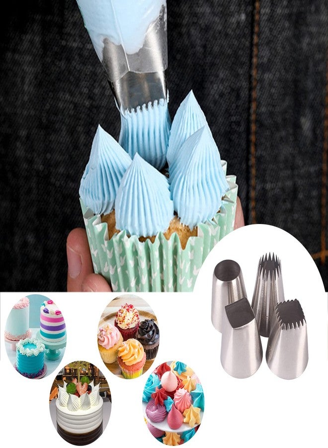 Hendiy Large Square Round Piping Cakes Decoration Set Nozzles Tips Piping Kit for Pastry Cupcakes Cakes Cookies Decorating Stainless Steel Kitchen Gadgets Decor (Type 4) - Image 2