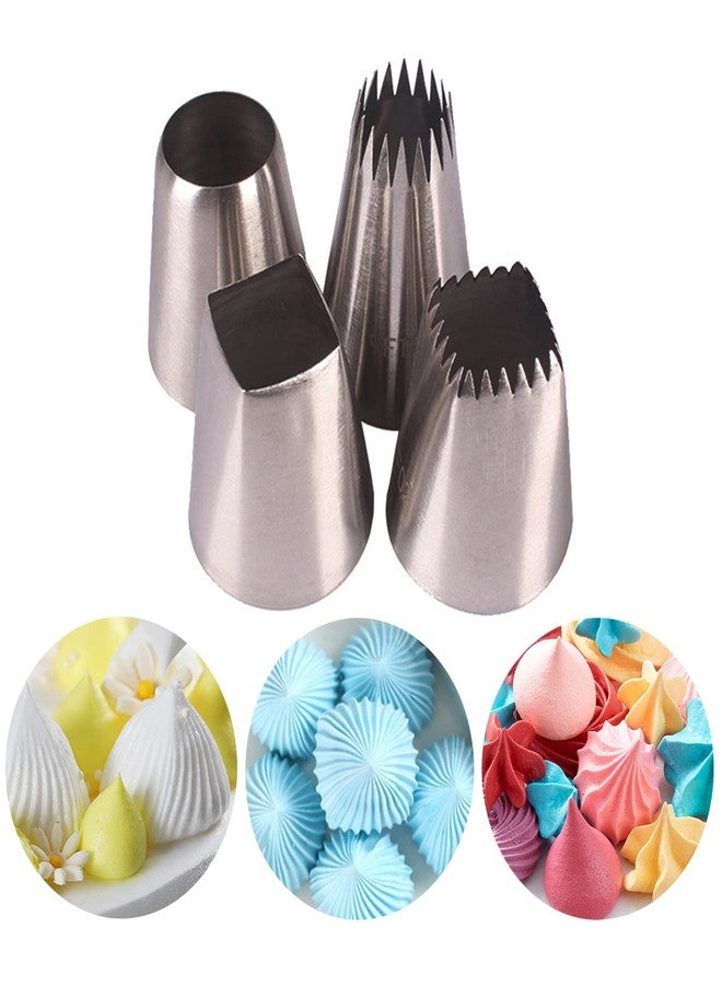 Hendiy Large Square Round Piping Cakes Decoration Set Nozzles Tips Piping Kit for Pastry Cupcakes Cakes Cookies Decorating Stainless Steel Kitchen Gadgets Decor (Type 4) - Image 1