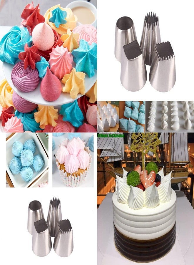 Hendiy Large Square Round Piping Cakes Decoration Set Nozzles Tips Piping Kit for Pastry Cupcakes Cakes Cookies Decorating Stainless Steel Kitchen Gadgets Decor (Type 4) - Image 4