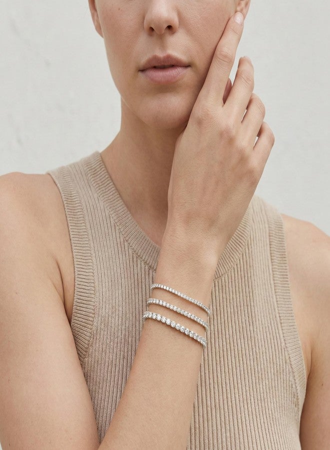 Poxtex Silver Bracelets for Women Stack, Silver or Gold Plated Cuff Bangle Set, Trendy Silver Jewelry for Women Fashion, Medium, Silver, no gemstone - Image 4