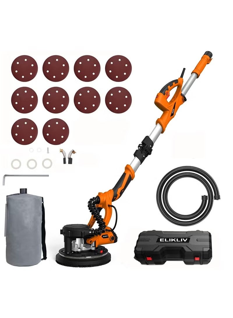 850W Electric Drywall Sander with Vacuum Attachment and Retractable Handle, wall putty grinding sanding machine with Vacuum Cleaner and Light, for Woodworking Home Improvement - Image 1
