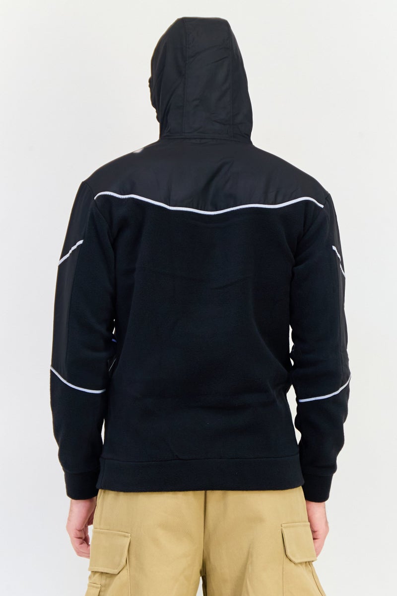 Adidas Men Loose Fit Embroidered Logo Long Sleeves Outdoor Hoodie, Black  - Image 3