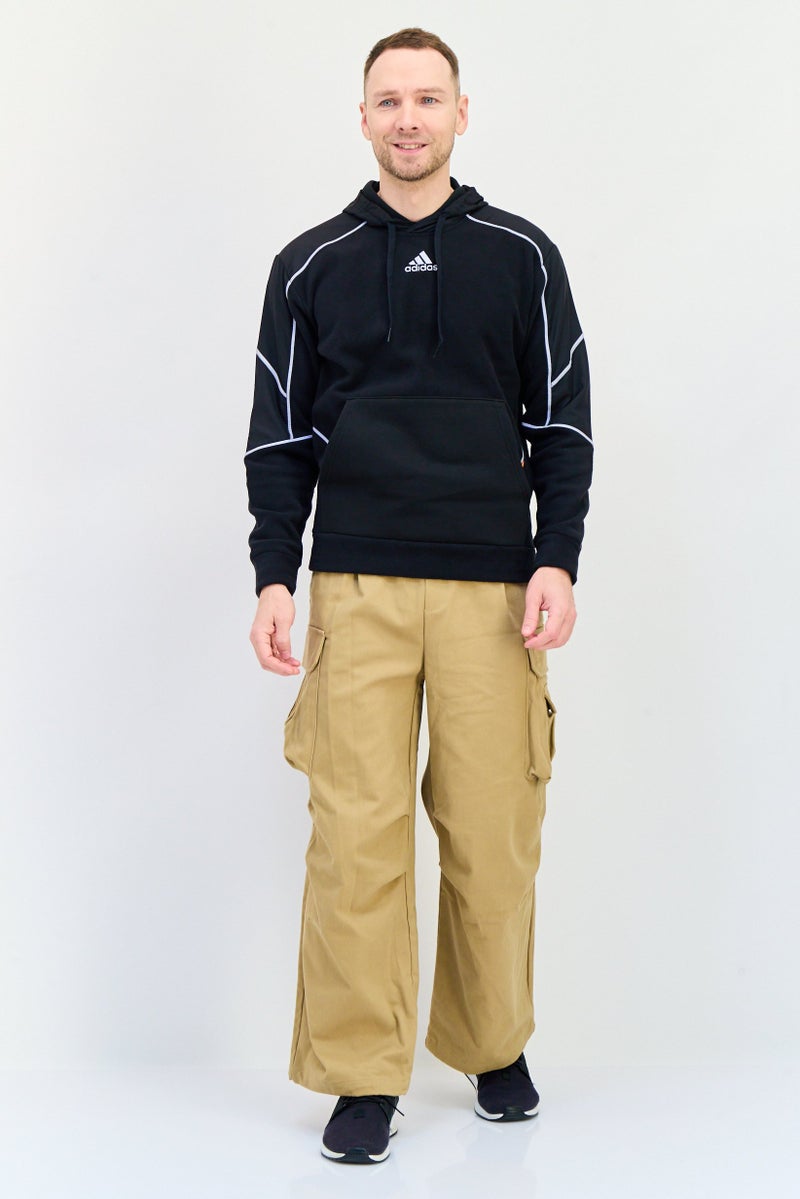 Adidas Men Loose Fit Embroidered Logo Long Sleeves Outdoor Hoodie, Black  - Image 4