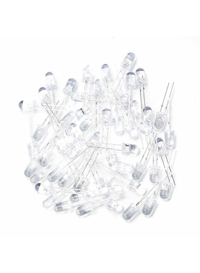 CHANZON 100 pcs 5mm White LED Diode Lights (Clear Round Transparent DC 3V 20mA) Bright Lighting Bulb Lamps Electronics Components Indicator Light Emitting Diodes for Arduino - Image 5