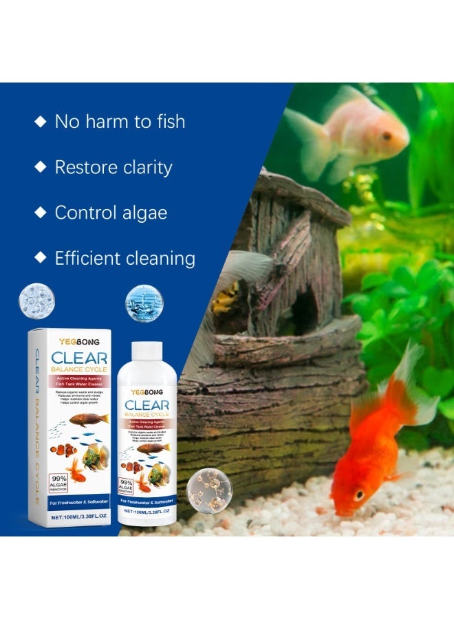 YEGBONG Fish Tank Water Cleaner, Clean Fish Tank Stains, Clear Water Quality and Control Algae Growth 100ml - Image 5