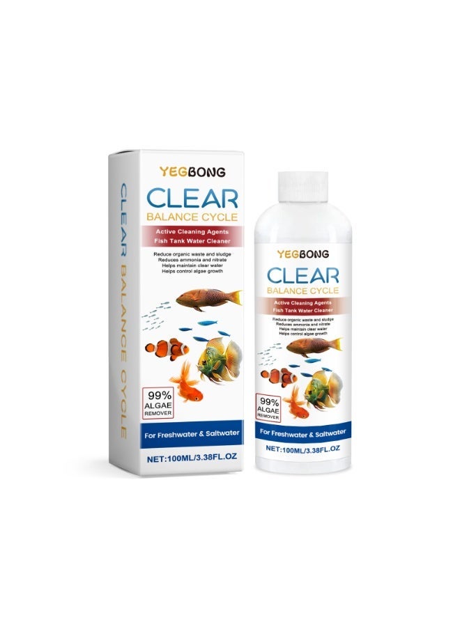 YEGBONG Fish Tank Water Cleaner, Clean Fish Tank Stains, Clear Water Quality and Control Algae Growth 100ml - Image 1