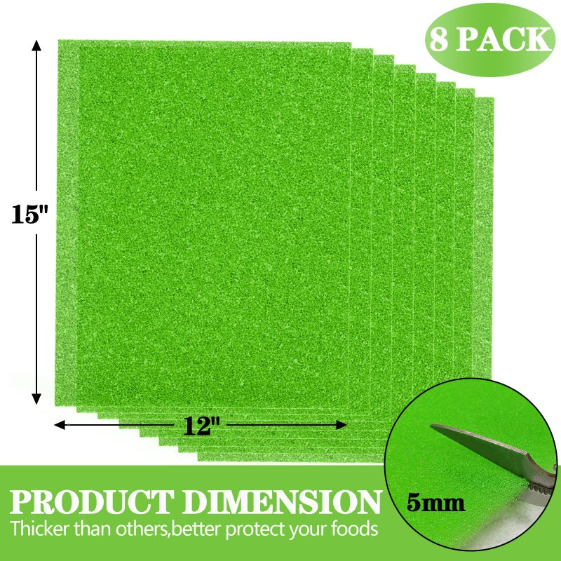 MAXTBEE 8 Pcs Refrigerator Drawer Liners for Fruit and Vegetables Fresher Life Extender,Refrigerator Organizers and Storage, Fridge Shelf Liners(12"x15") - Image 2