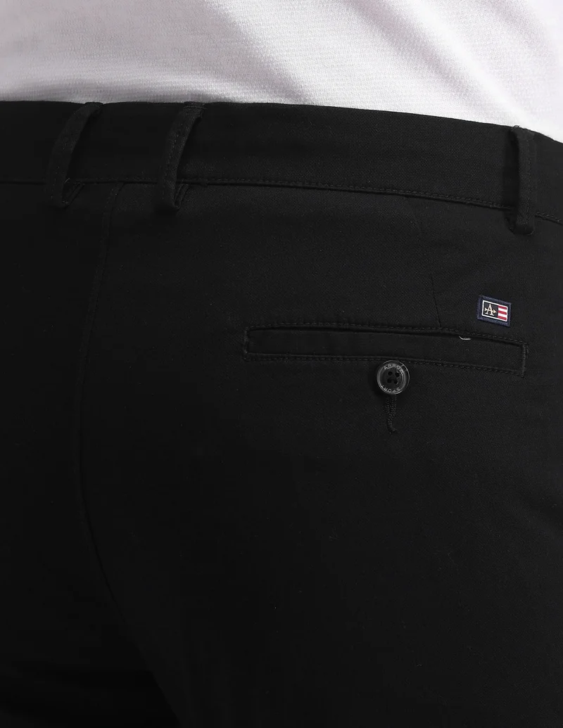 Arrow Black Slim Fit Dobby Trousers for Men | Best Price UAE