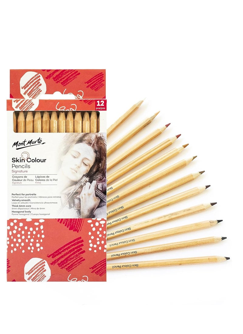 Mont Marte 12-Piece Skin Colour Pastel Colour Pencils  - Image 1