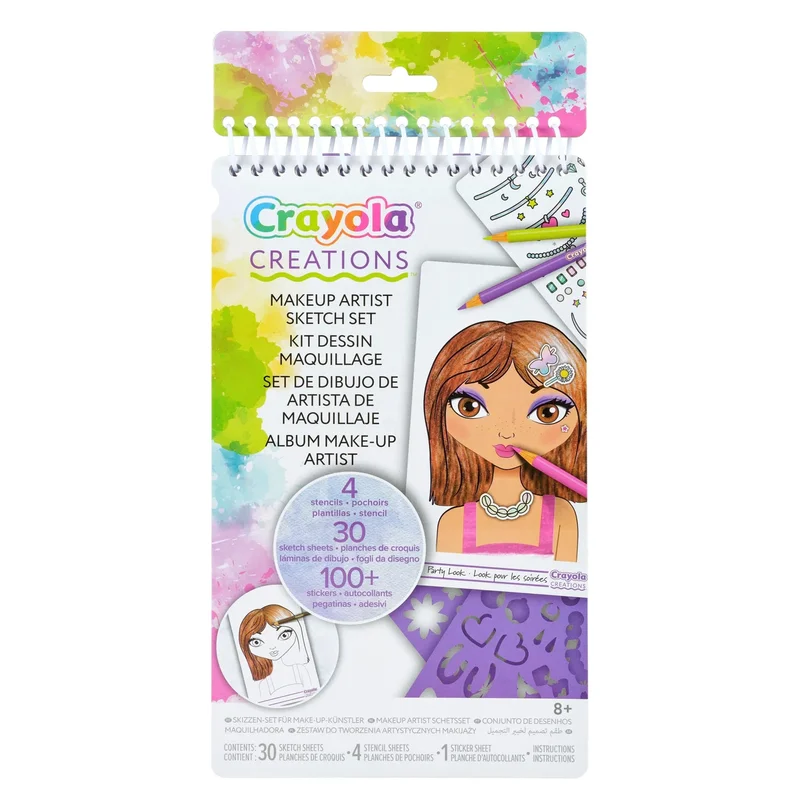 Crayola Crayola - Creations Compact Make-Up Artist Sketch Set | includes tutorial pages with beauty and makeup secrets and many pages of sketches |  trendy makeup and hairstyle tests and always find new fashion combinations | Ages 6+