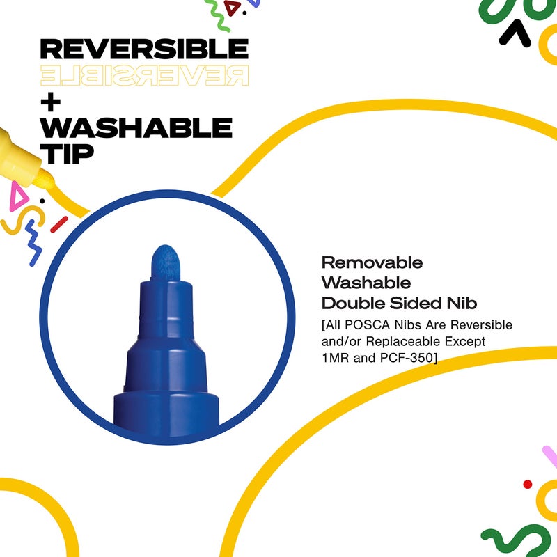 POSCA 29 Medium Posca Markers with 5M Reversible Tips - Coloring Markers, Set of Acrylic Paint Pens for Art Supplies, Fabric Paint, Fabric/Art Markers - Image 5