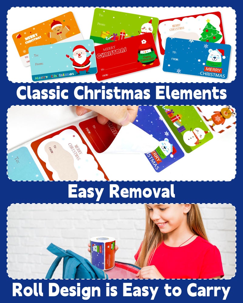 Greingways 500 Christmas Name Tags Stickers - Self Adhesive Labels for Gifts, Bags, Boxes, Wrapping Paper, Christmas Gift Tags Christmas Labels for Gifts Bags Boxes Xmas Holiday Wrapping Paper - Image 5