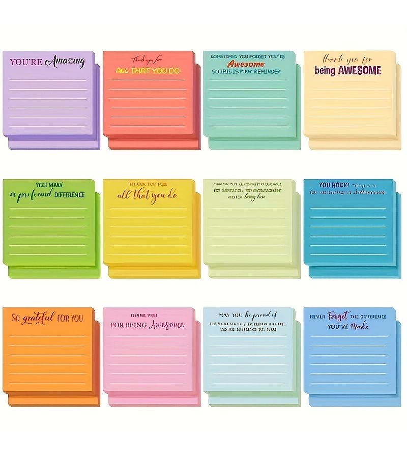 6 Pcs Random Color Lined Motivational Quote Sticky Notes 3X3 Inch Inspirational Encouragement Notepad For Office School Nurses Teachers Coworkers - Image 1