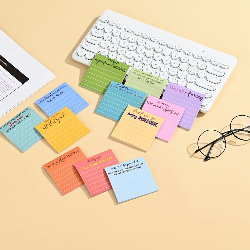 6 Pcs Random Color Lined Motivational Quote Sticky Notes 3X3 Inch Inspirational Encouragement Notepad For Office School Nurses Teachers Coworkers - Image 2