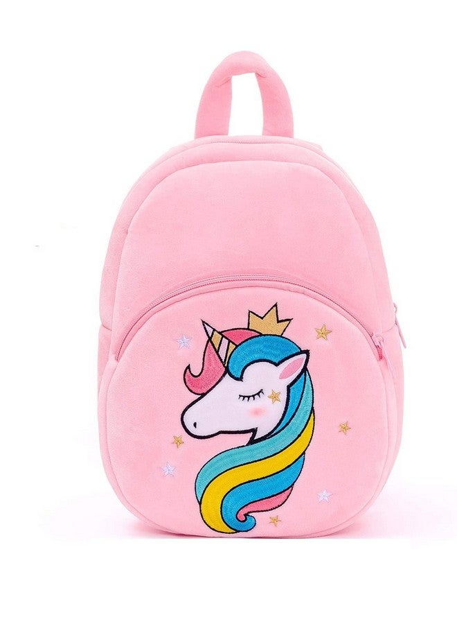 Frantic Kids Soft Animal Cartoon Travelling School Bag Soft Plush Standard 2 Compartment Backpack s Boys Girls Baby For 2 To 5 Years Baby/Boys/Girls Nursery, Preschool, Picnic(Pinkunicorn21) - Image 1