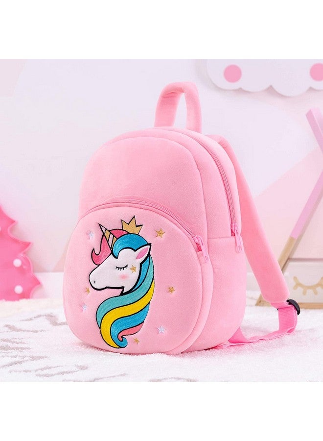 Frantic Kids Soft Animal Cartoon Travelling School Bag Soft Plush Standard 2 Compartment Backpack s Boys Girls Baby For 2 To 5 Years Baby/Boys/Girls Nursery, Preschool, Picnic(Pinkunicorn21) - Image 5
