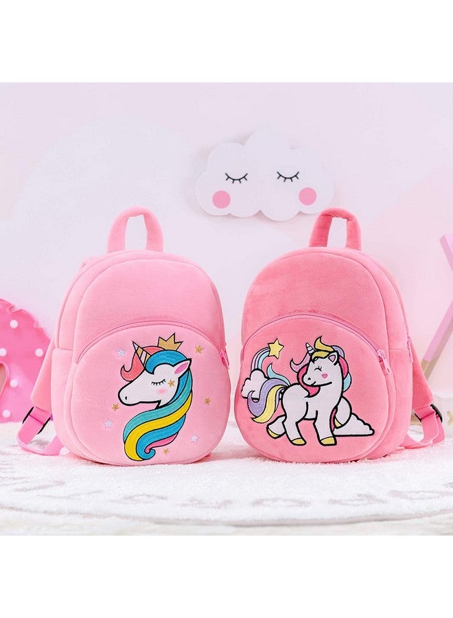Frantic Kids Soft Animal Cartoon Travelling School Bag Soft Plush Standard 2 Compartment Backpack s Boys Girls Baby For 2 To 5 Years Baby/Boys/Girls Nursery, Preschool, Picnic(Pinkunicorn21) - Image 4