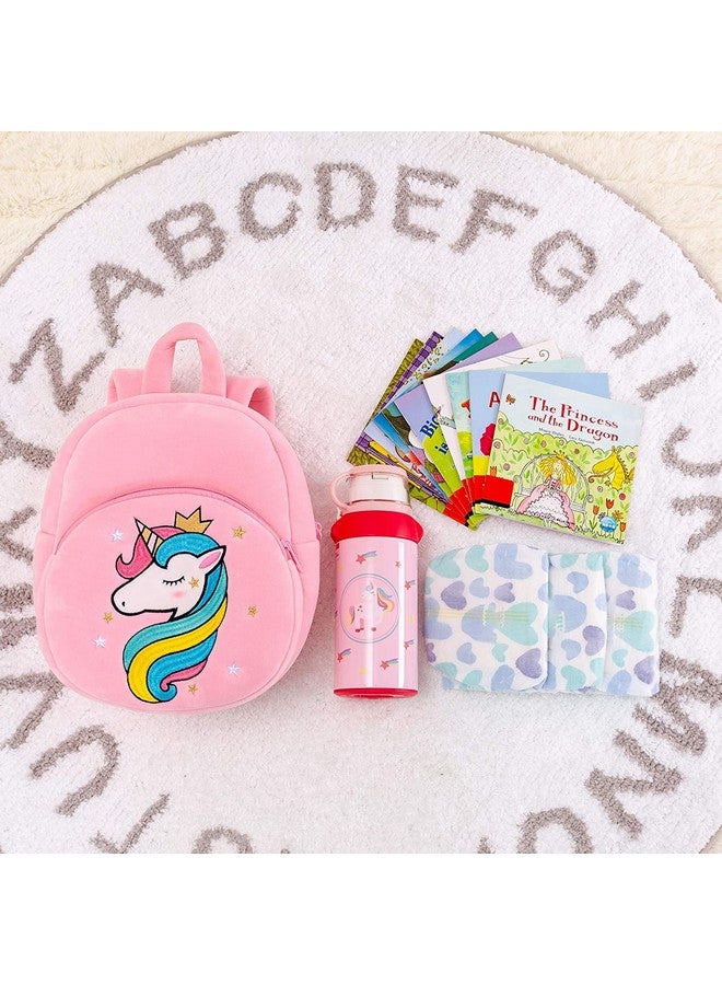 Frantic Kids Soft Animal Cartoon Travelling School Bag Soft Plush Standard 2 Compartment Backpack s Boys Girls Baby For 2 To 5 Years Baby/Boys/Girls Nursery, Preschool, Picnic(Pinkunicorn21) - Image 3