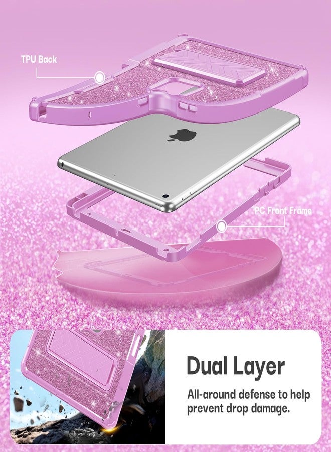 INFILAND Glitter Case for iPad 9th Generation (2021) / 8th Generation (2020) / 7th Generation (2019) 10.2 Inch, Heavy Duty Shockproof Protective Cute Cover with Kickstand for Kids (Purple) - Image 3