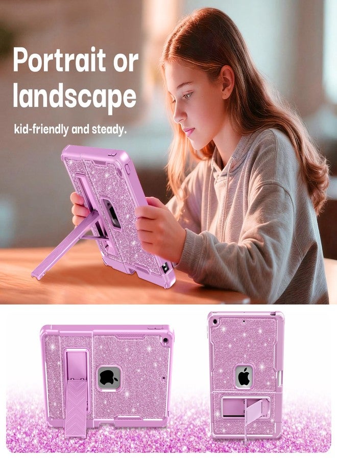 INFILAND Glitter Case for iPad 9th Generation (2021) / 8th Generation (2020) / 7th Generation (2019) 10.2 Inch, Heavy Duty Shockproof Protective Cute Cover with Kickstand for Kids (Purple) - Image 5