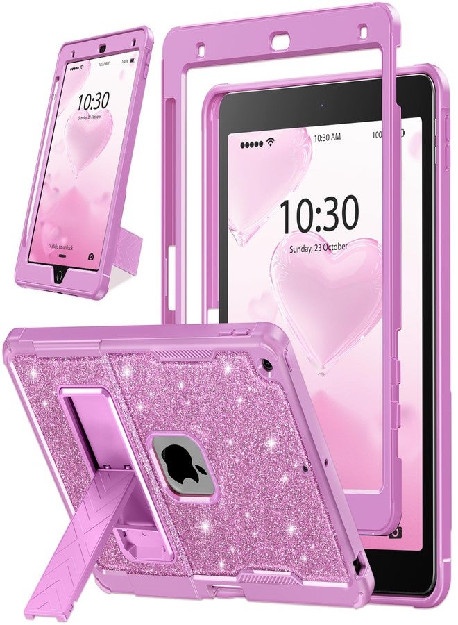 INFILAND Glitter Case for iPad 9th Generation (2021) / 8th Generation (2020) / 7th Generation (2019) 10.2 Inch, Heavy Duty Shockproof Protective Cute Cover with Kickstand for Kids (Purple) - Image 1