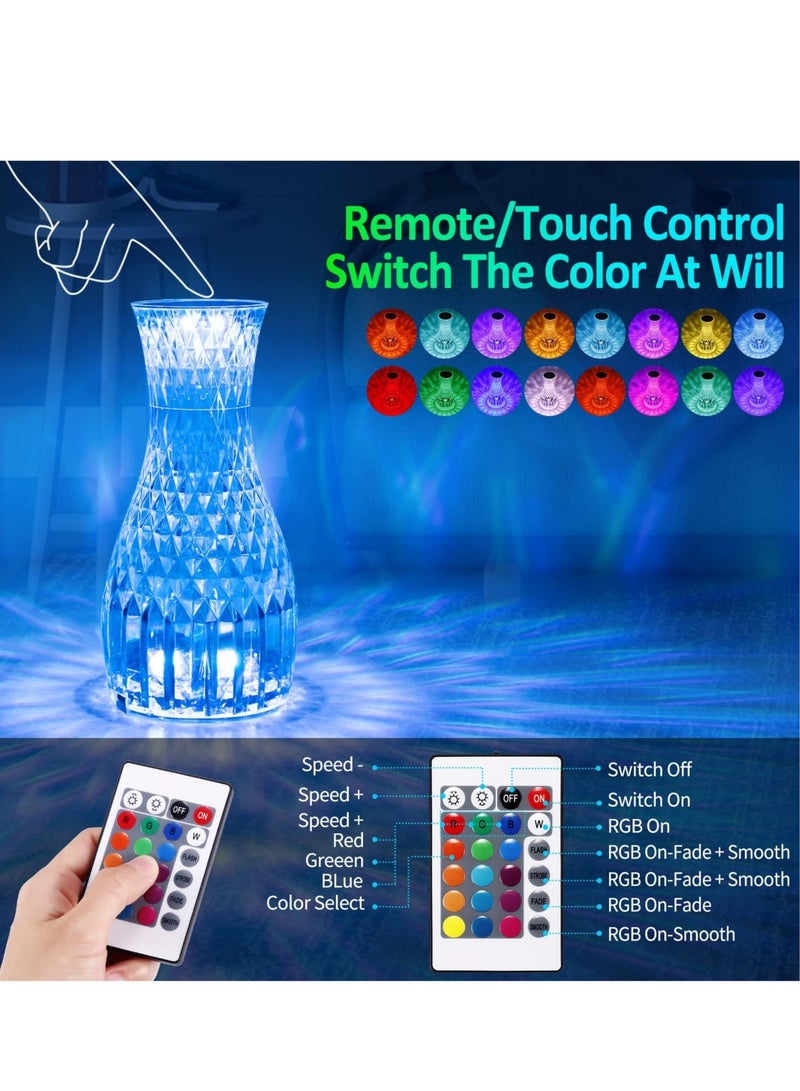 سيوسي RGB مصباح طاولة كريستال ، 16 لون و 4 نمط الاكريليك مصباح الماس روز ، مع لمسة وجهاز التحكم عن بعد ، 2000mAh USB شحن قابل للتعديل ضوء الصمام مصباح السرير الرومانسية ، ديكور غرفة نوم وغرفة معيشة الطرف ال - Image 3