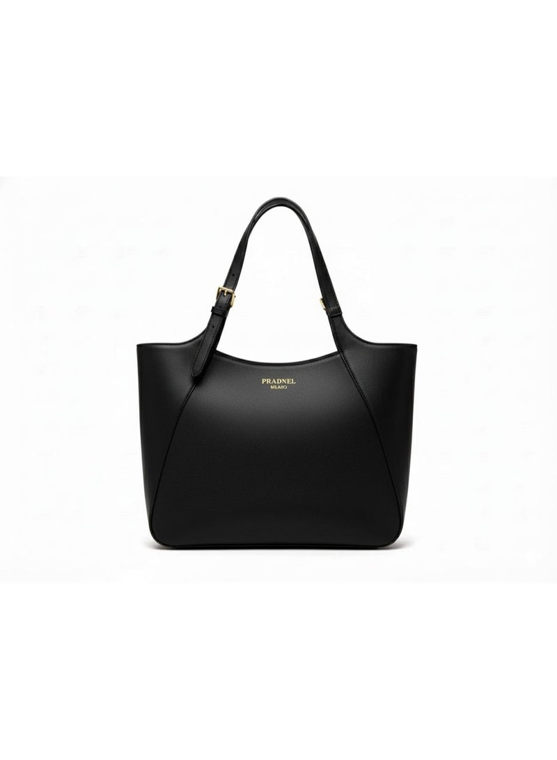 PRADNEL Hobo Tote Shoulder Bag,Leather Material,Gold Hardware,size 37cm color Black - Image 1